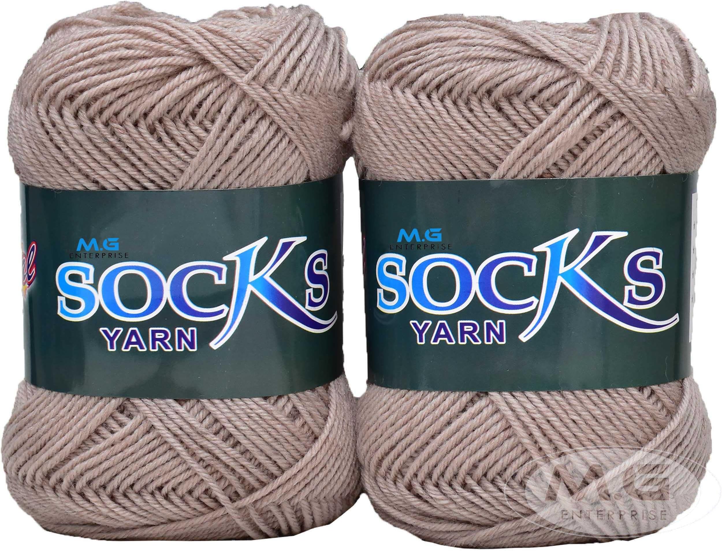 M.G ENTERPRISE Premium Socks high Strength Nylon Yarn Suitable for Socks, Accessories, and Home Decor. 200 gm Peanut Suitable for Both Crocheting & Knitting. A C G VB