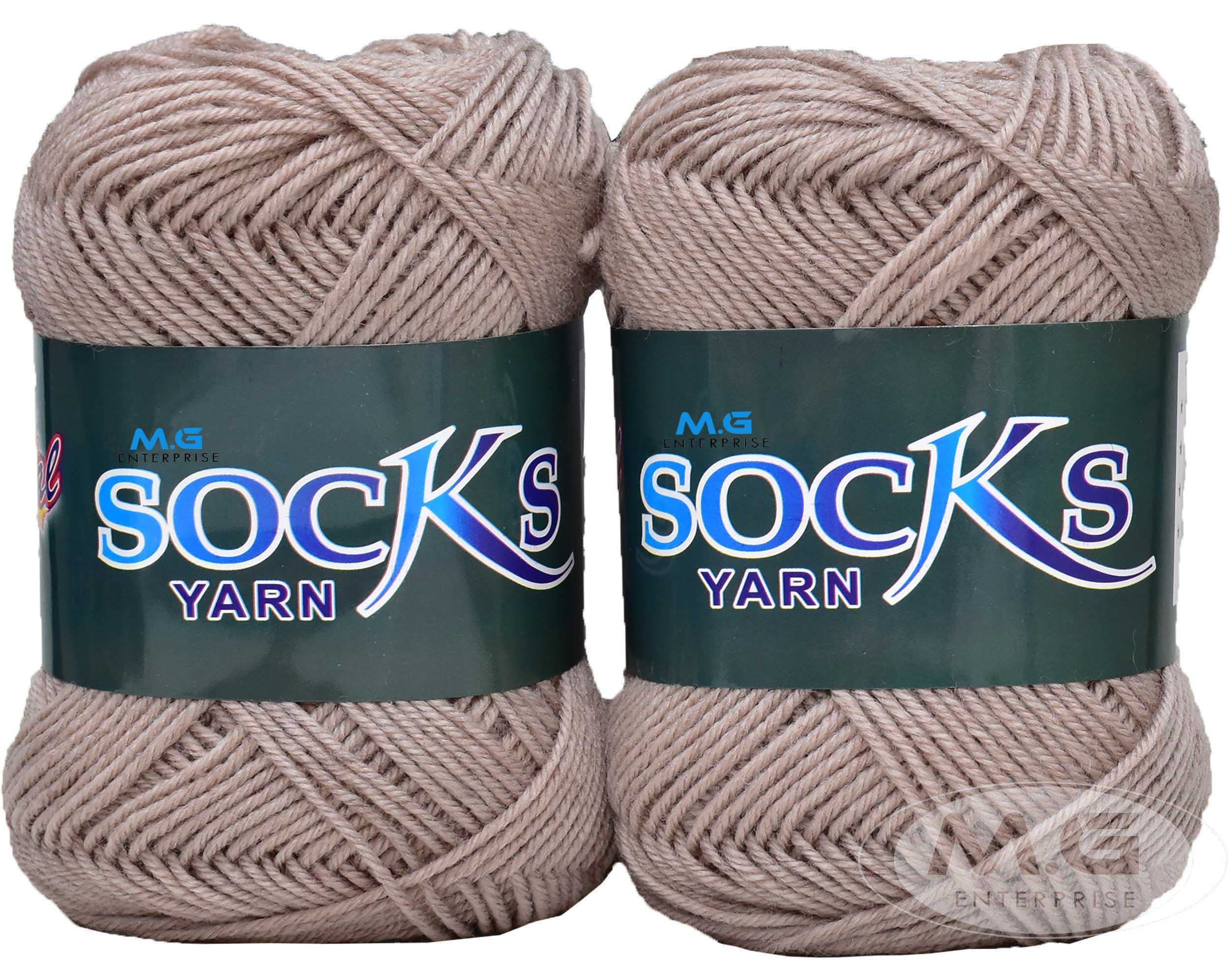 M.G ENTERPRISE Premium Socks high Strength Nylon Yarn Suitable for Socks, Accessories, and Home Decor. 200 gm Peanut Suitable for Both Crocheting & Knitting. A C G VB