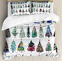 Vista 95 de Ambesonne Juego de funda de edredón color menta, líneas onduladas horizontales a rayas blancas abstractas de tonos suaves, exhibición de arte