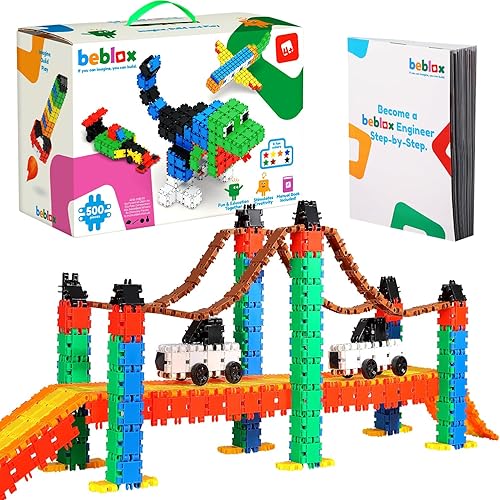 Beblox Juguetes de construcción para niños, juego de 500 piezas, bloques de construcción con accesorios, juegos de construcción de conexión