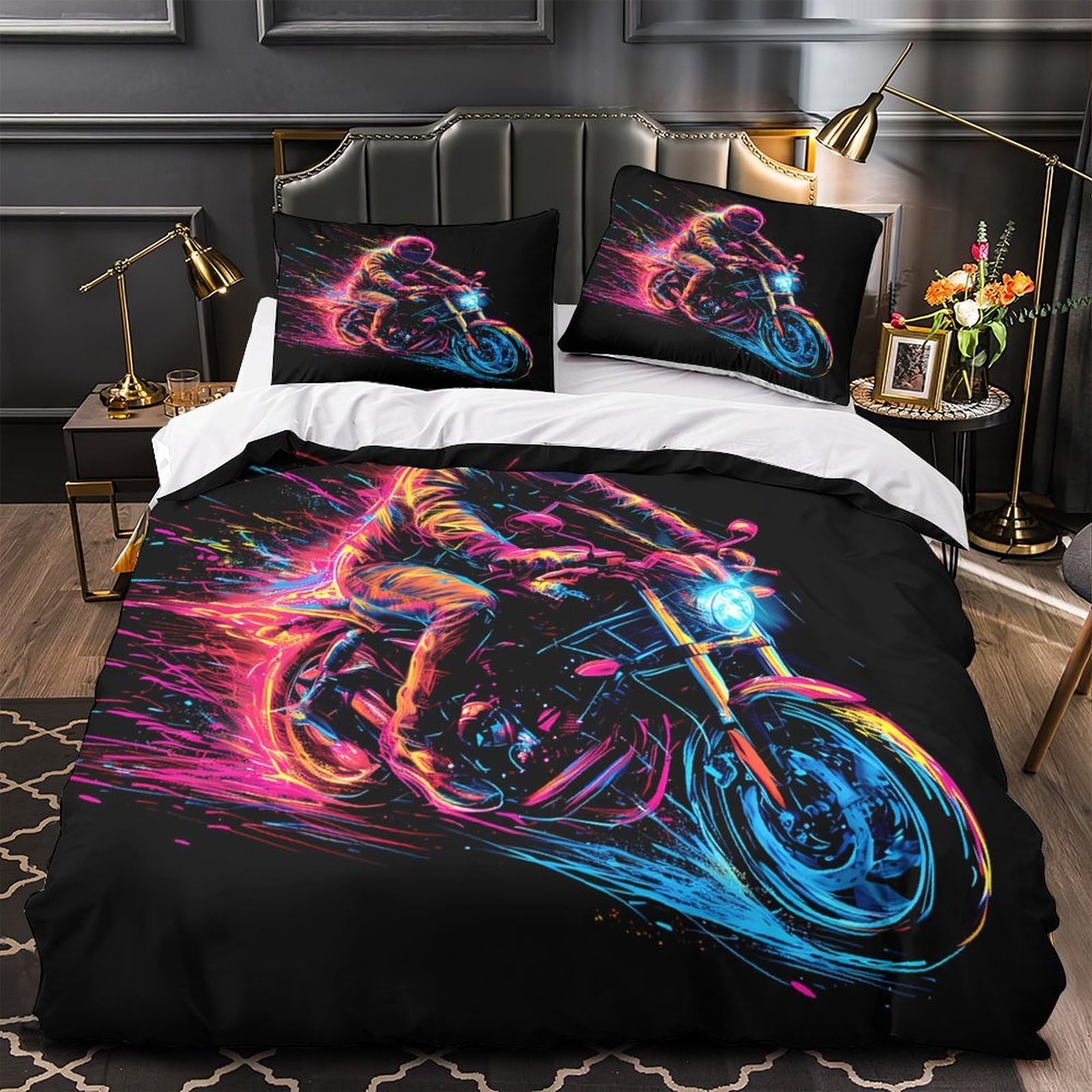 Housse de couette motocycliste respirante et résistante en microfibre douce 3D