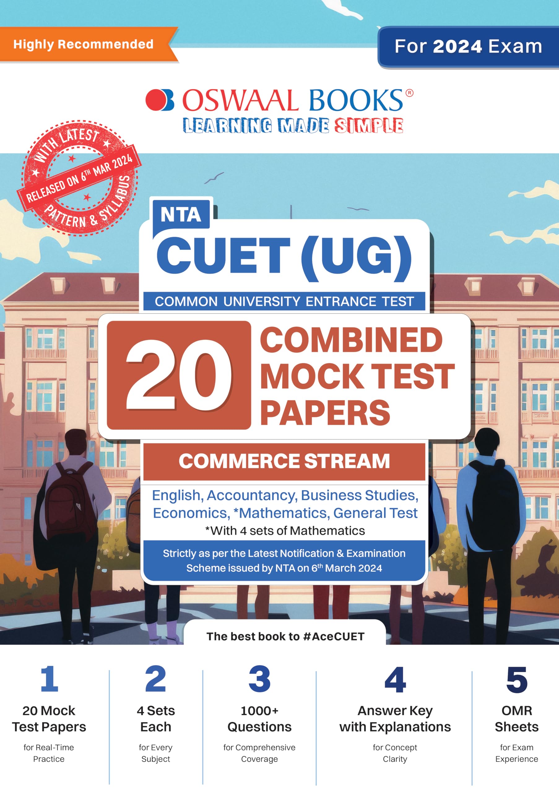 Oswaal NTA CUET (UG) Combined Mock Test Papers Commerce Stream | English, Mathematics, Accountancy, Economics, Business Studies & General Test | For 2024 Exam