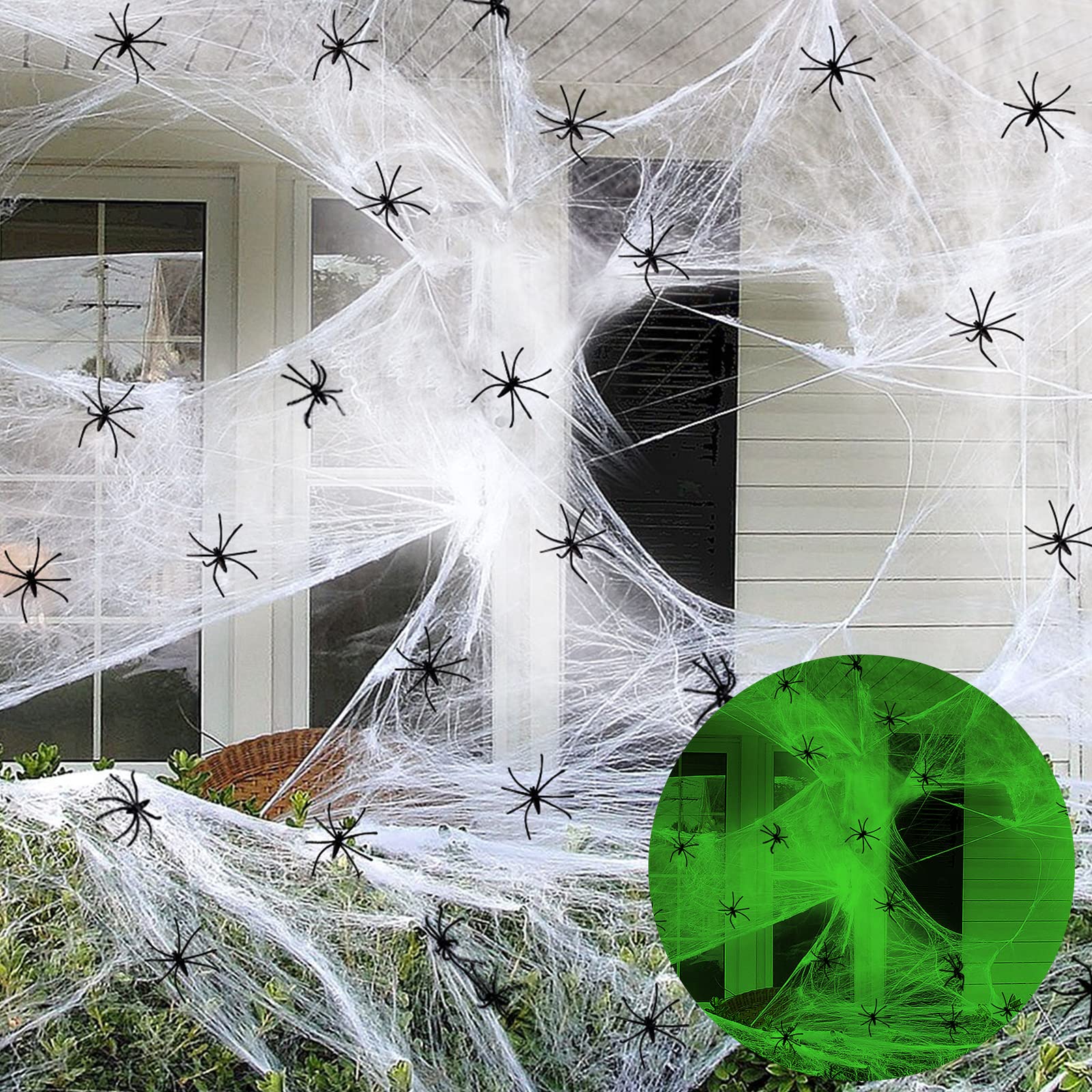 Halloween Spider Web Decoration | 100g Web + 30pcs Fake Spiders | Halloween Cobweb Party Decor | Indoor/Outdoor Webbing - For Haunted Houses | Artificial Cotton Material | For Halloween Enthusiasts