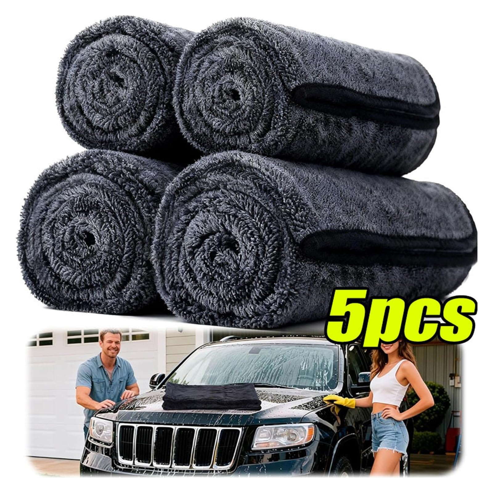 Włókna Twist Car Wash Towel - ściereczka do osuszania do czyszczenia samochodu, polerowania i detali (40 x 40 cm, A)