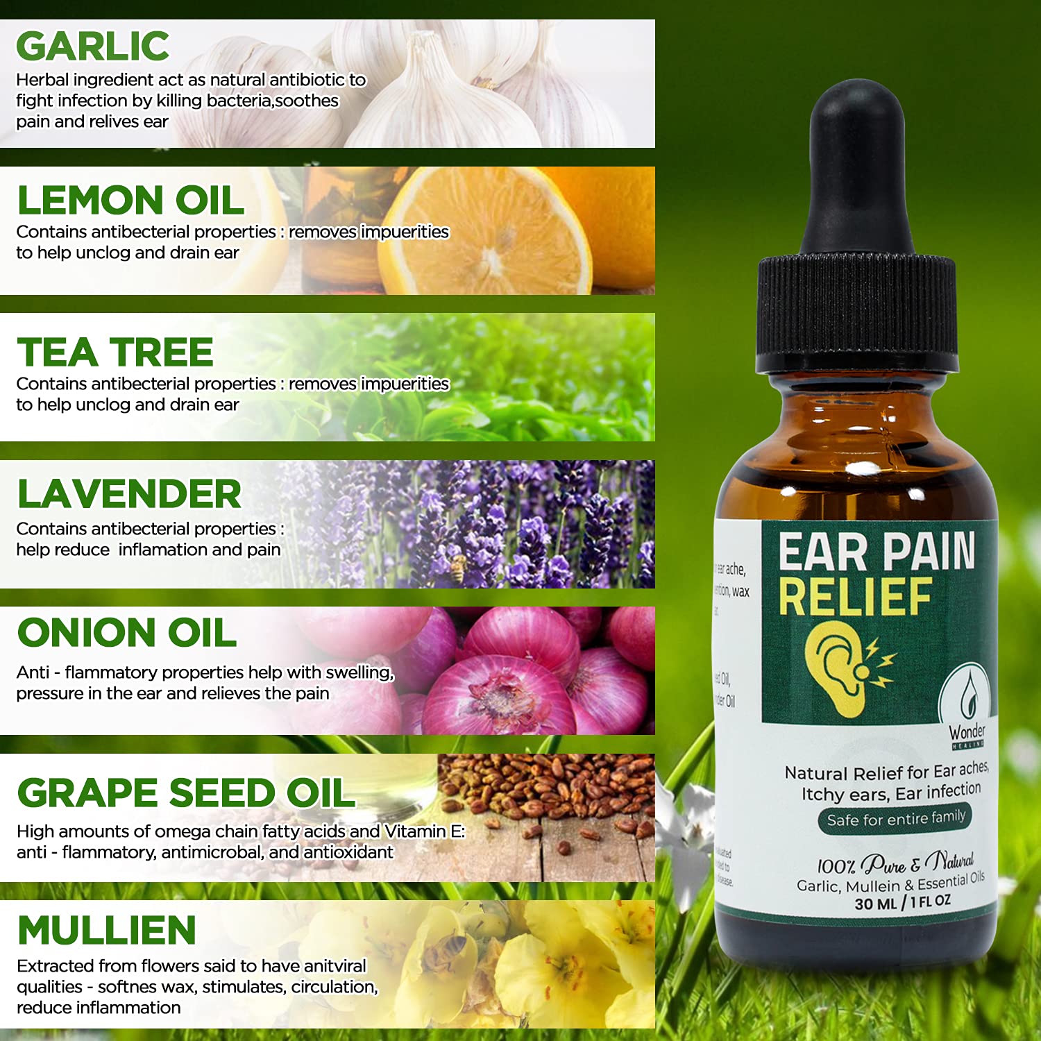 Ear Pain Relief, Relieves Ear Aches, Infections, Swimmer's Ear, Loosens
