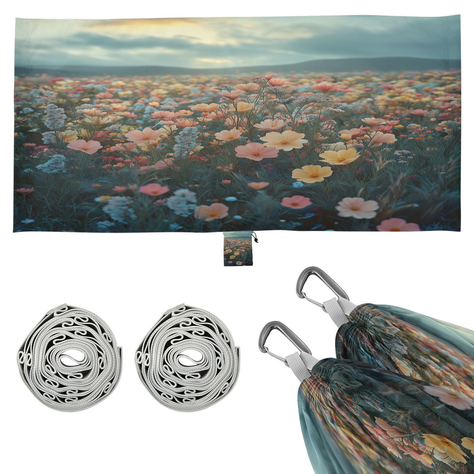 ATTX Floral Landscapes Camping Hammock - Lightweight & Portable Hammocks, Heavy Duty 330lbs Capacity for Indoor, Hiking, Backpacking, Travel, Backyard, Beach#11