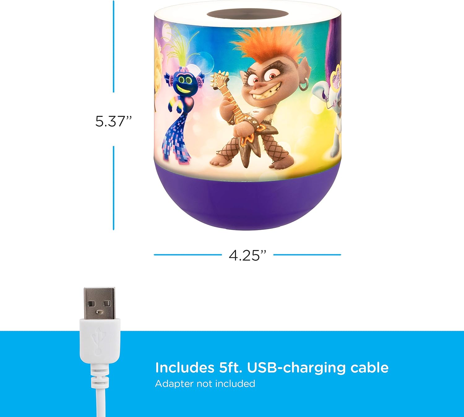 DreamWorks Trolls World Tour LED Night Light, Touch Sensor, Dimmable & RGB, Poppy and Branch, Ideal for Bedside, Bathroom, Playroom, Nursery, Kid’s Room Décor, 50009, Color-Changing Lamp