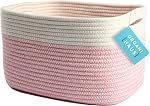 OrganiHaus Off White Soft Woven Baskets for Storage Organization Set of 3, Cotton Rope Storage Baskets for Shelves, Square Book Bins, Bathroom Towel Hamper, Panier Rangement