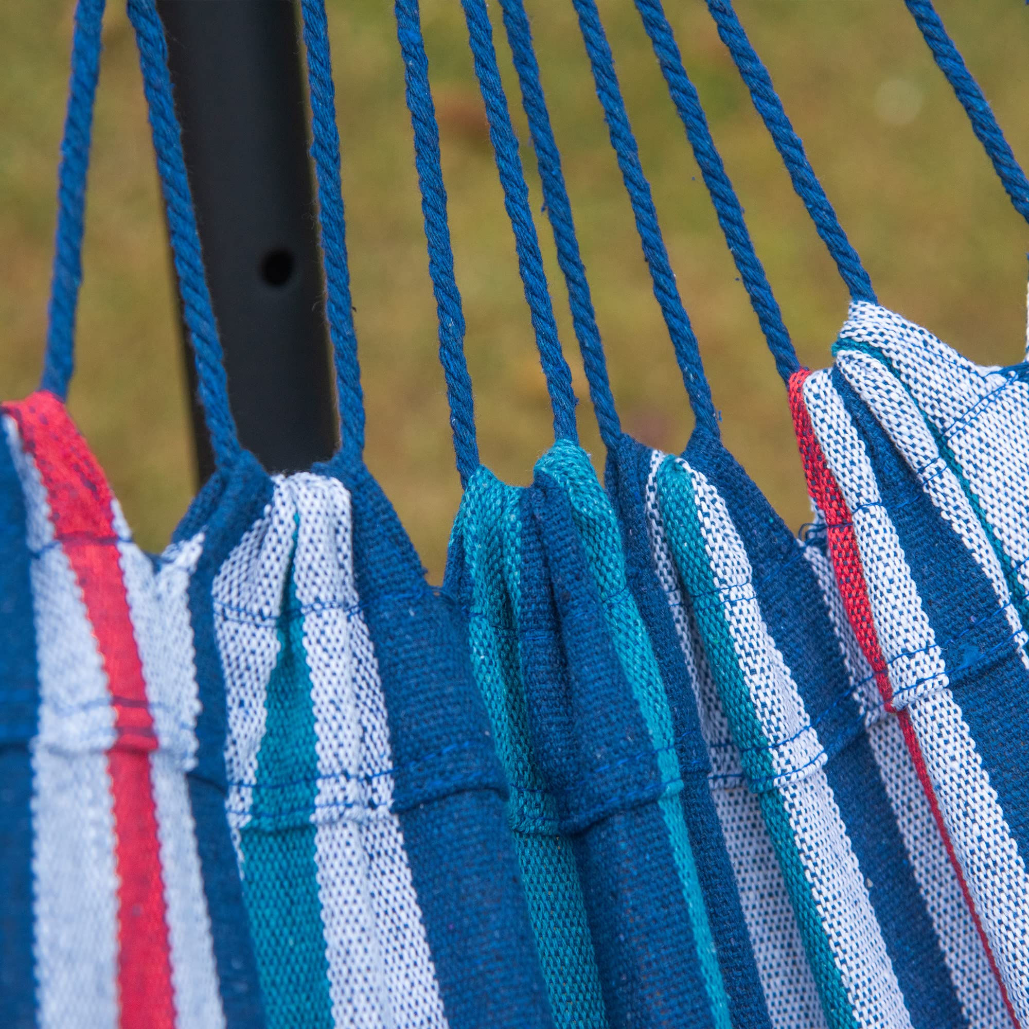 Outsunny Hamac de Jardin avec Support en métal époxy hamac sur Pied 1 Place Charge Max. 120 Kg Sac Transport Bleu Blanc