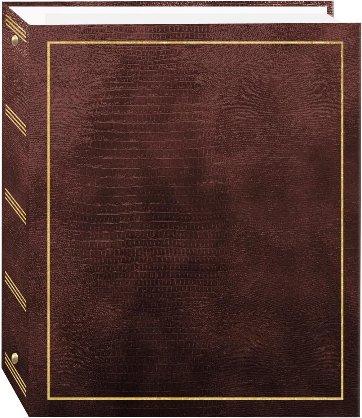 Pioneer Magnetic Self-Stick 3-Ring Photo Album 100 Pages Brown Leatherette - Securely Holds 4x6, 5x7 Photos