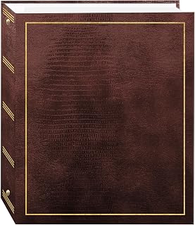 Pioneer Magnetic Self-Stick 3-Ring Photo Album 100 Pages Brown Leatherette - Securely Holds 4x6, 5x7 Photos