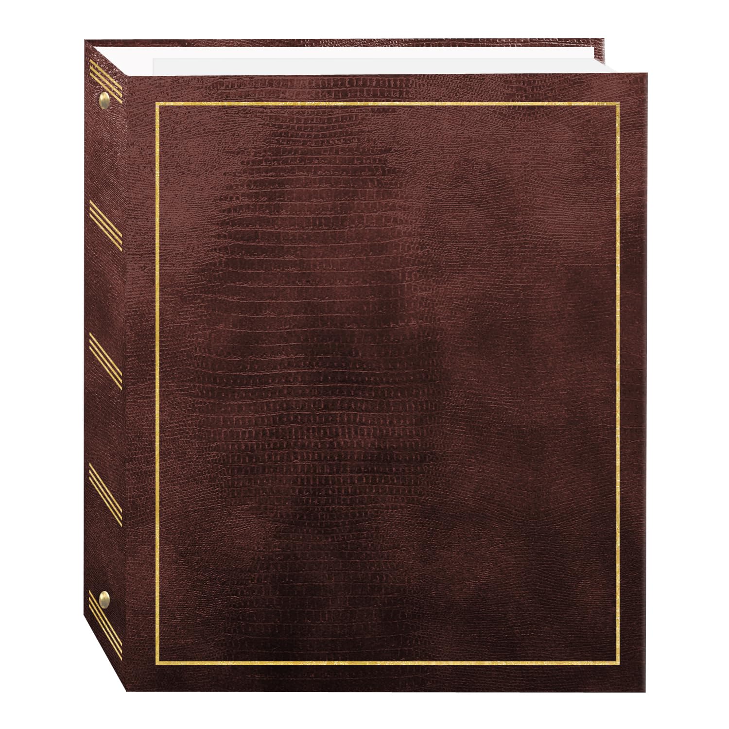 Magnetic Self-Stick 3-Ring Photo Album 100 Pages (50 Sheets), Brown