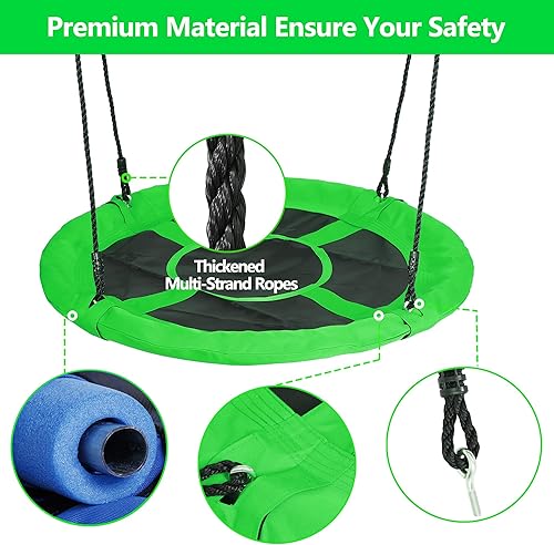 Miniatura 3 de SUPER DEAL Juego de columpio de árbol de platillo verde de 40 pulgadas para niños y adultos capacidad de peso de 800 libras impermeable tela de