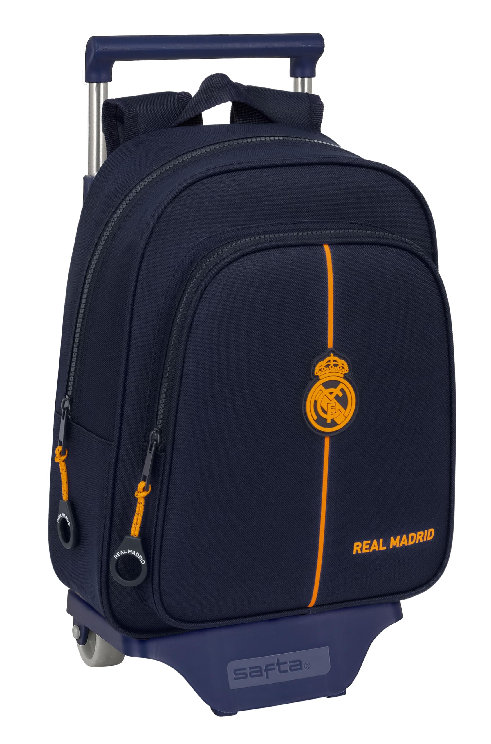 Safta REAL MADRID 2ª EQUIPACIÓN 24/25 - Mochila Infantil con Carro 705, Ideal para Niños de Diferentes Edades, Cómoda y Versátil, Calidad y Resistencia, 27x10x33 cm, Color Azul Marino