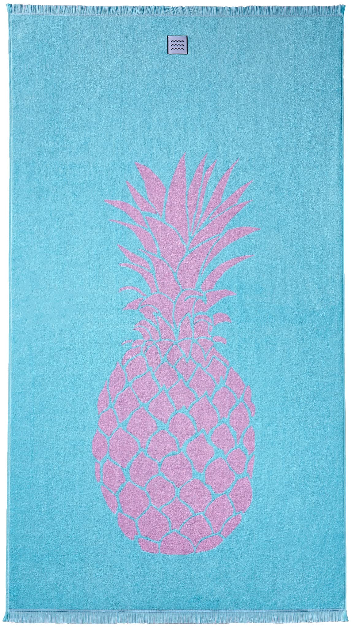 Strandhandtuch Ananas, Strandtuch - XXL 100x180 groß, Türkis, Pink - 100% Baumwolle, Zertifiziert, nachhaltig produziert in Portugal