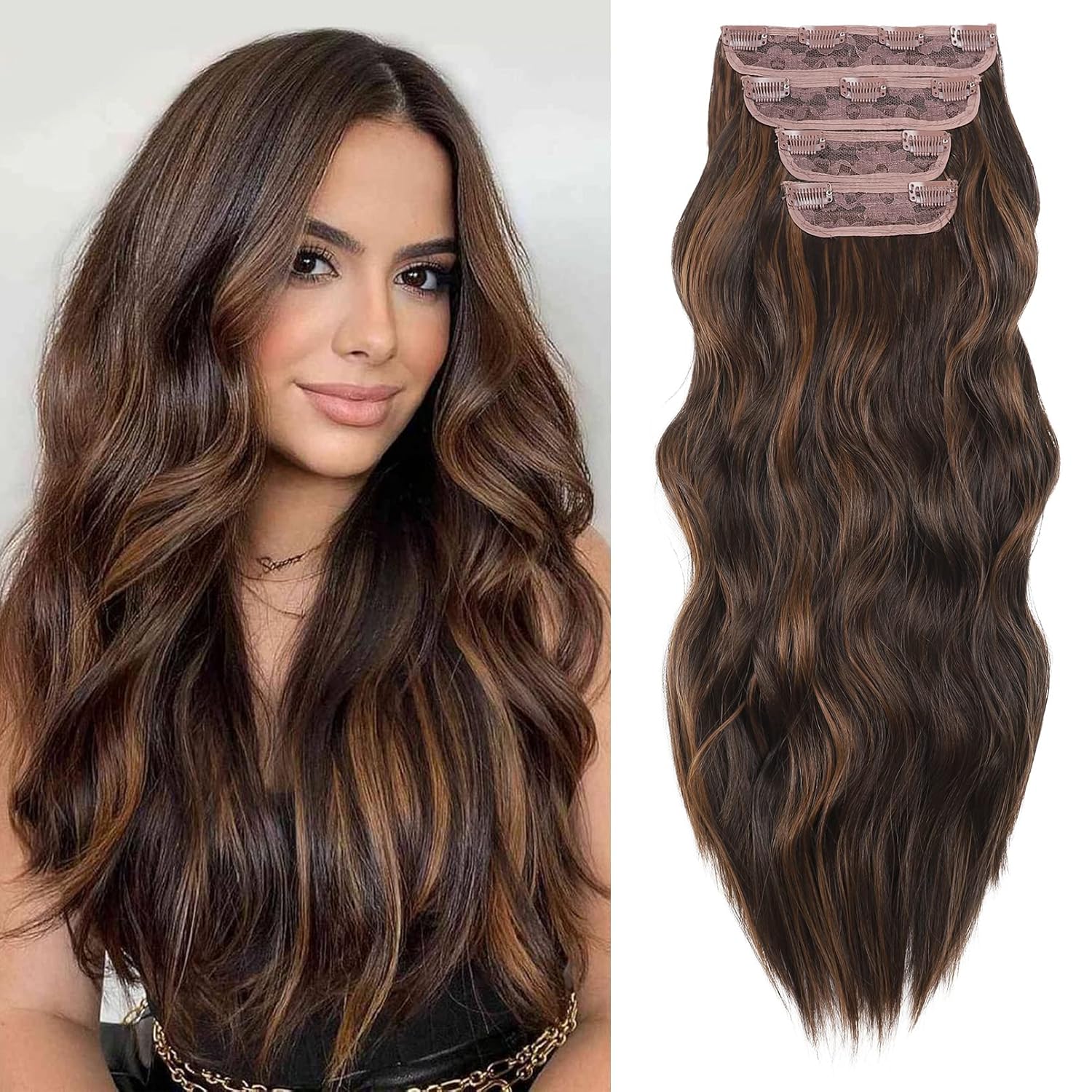 REECHO Hair Extensions, 4PCS Clip in Hair Extensions