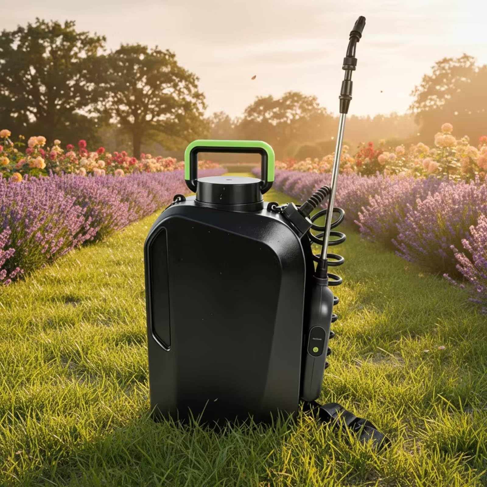 Pulverizador Eléctrico Mochila Jardín 12L Atomizador Rociador Aspersor Recargable con Enrollada Flexible y Gatillo Cómodo y Estable Adecuado para