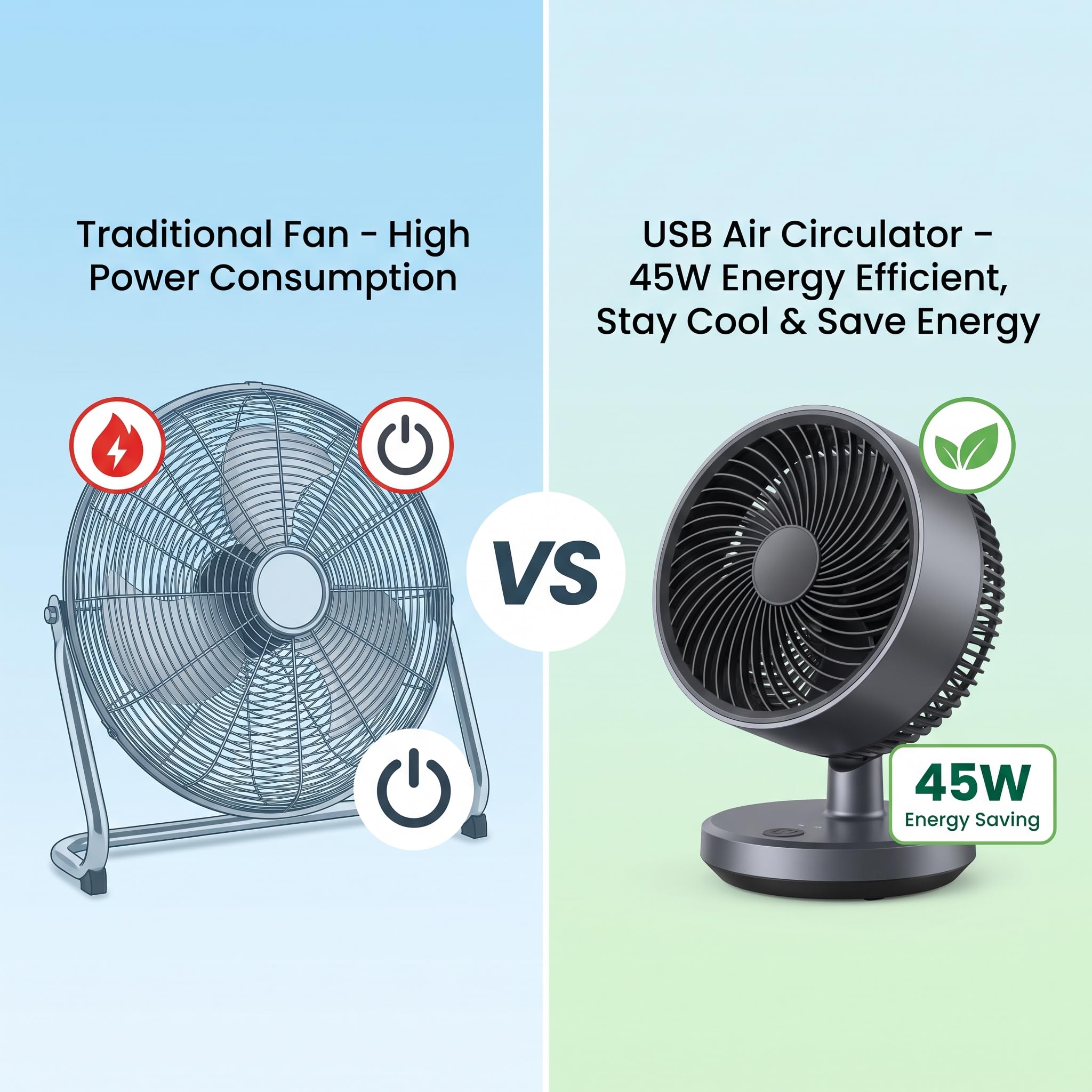 Ventilatore da terra silenzioso per camera da letto, ventilatore USB a 3 velocità con piedistallo regolabile in altezza, ventola di raffreddamento per casa, ufficio, soggiorno