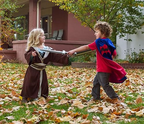 Vista 6 de Little Adventures Bata con capucha de guerrero galáctico con cinturón (héroe galáctico (marrón), XL de 7 a 9 años, lavable a máquina, juego