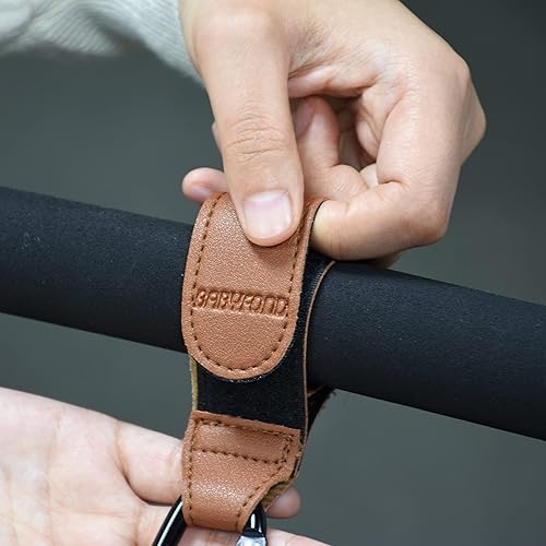 Miniatura 5 de Ganchos para colgar cochecito, 2 correas de clip de cuero duraderas estilo cochecito, ganchos para cochecito de bebé para bolsas de pañales, bolsas