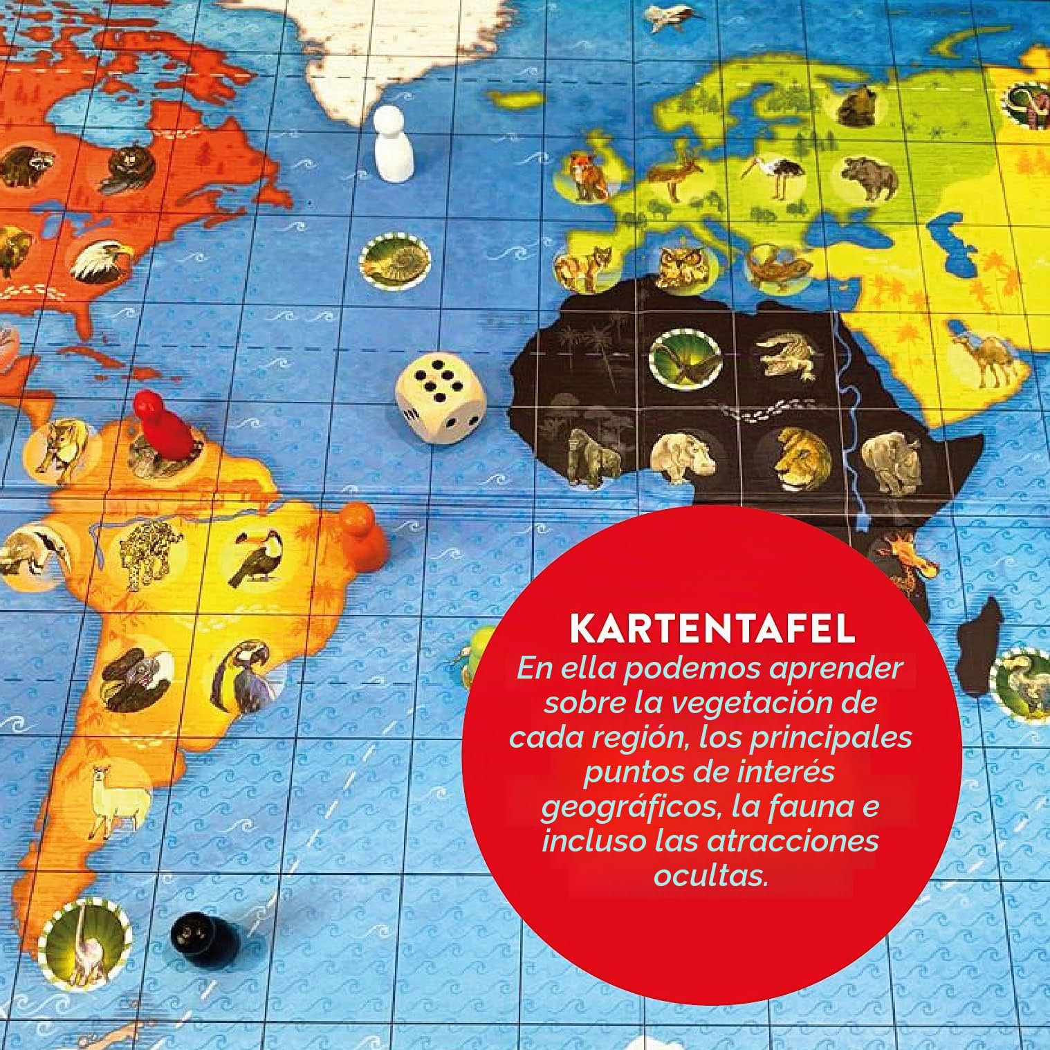 Safari, el Juego de los Animales. Juego de Mesa de Estrategia y Aprendizaje de Animales del Mundo.