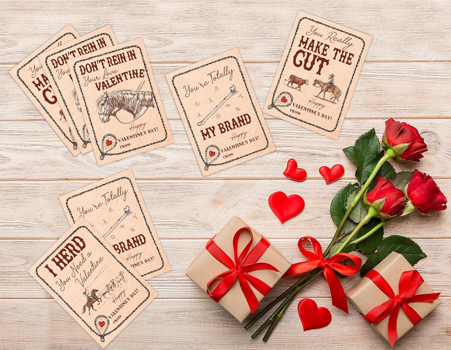 Retro Cowboy Happy Valentines Day, Vintage Western Valentine's Day Cards Bulk, 24pc Funny Ranchy Horse Valentine's Gifts for Friends, Valentine Thank You Card for Coworker Family Besties Loved One, 5 - Image 3