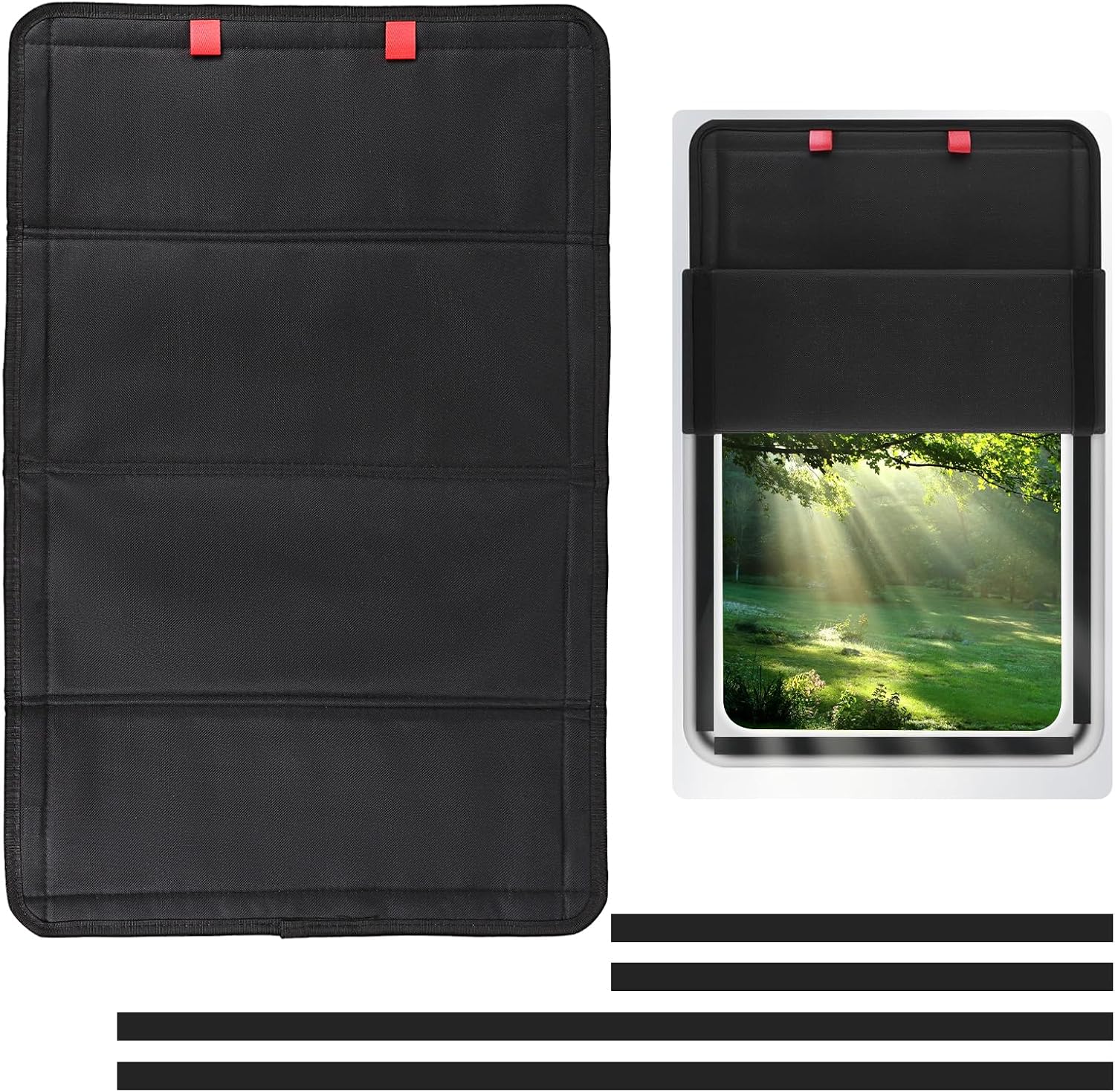 RV Door Window Shade, 25"×16" Magnetic Foldable RV Blackout Window Cover for Heat Insulation & UV Protection, Waterproof Oxford Fabric Sun Shade Must-Have Camper RV Accessories (Black)