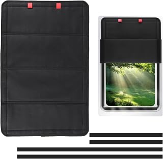 RV Door Window Shade, 25"×16" Magnetic Foldable RV Blackout Window Cover for Heat Insulation & UV Protection, Waterproof Oxford Fabric Sun Shade Must-Have Camper RV Accessories (Black)