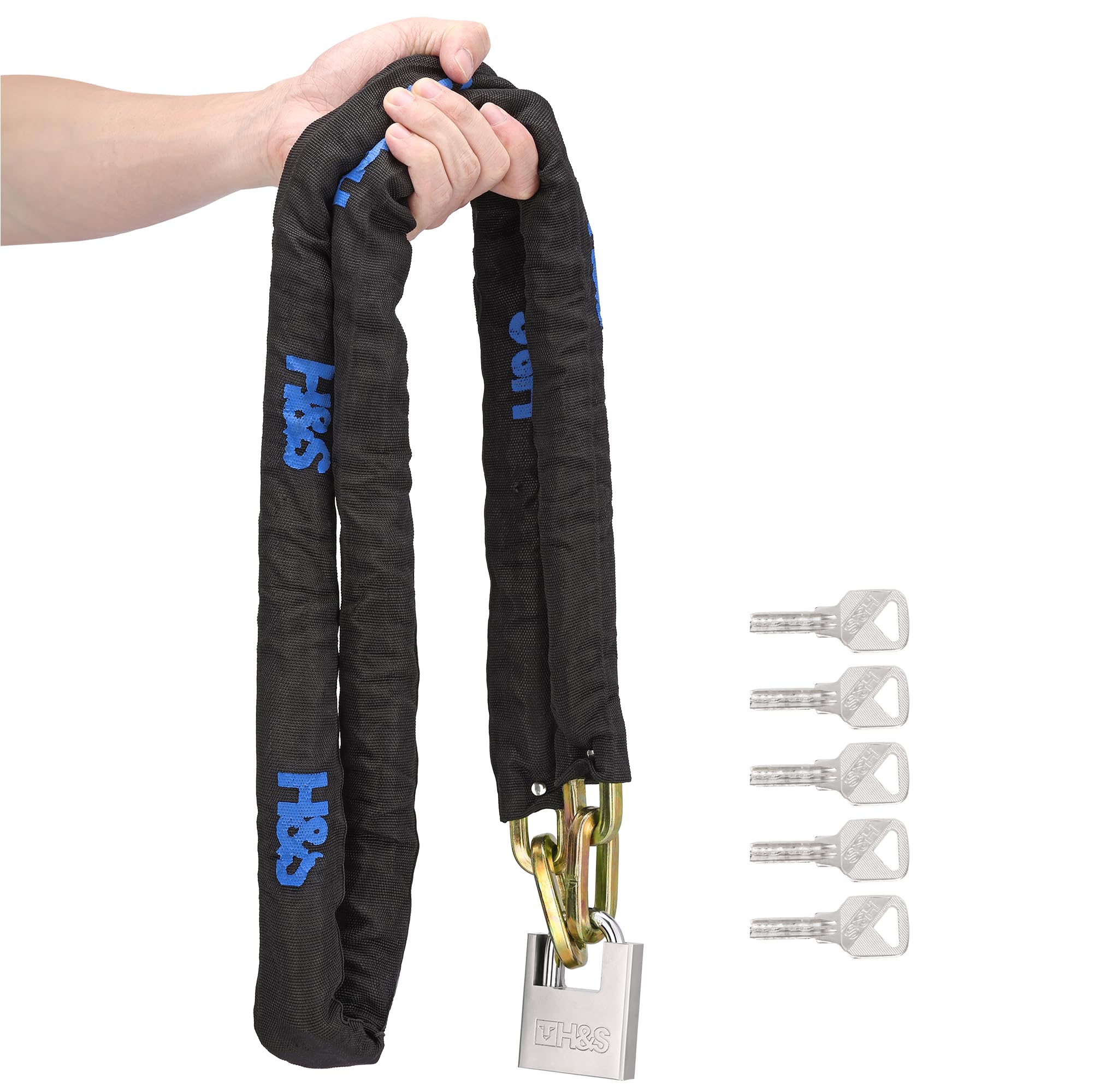 Heavy Duty Motorbike Lock with Padlock | 10mm x 2m | Motorcycle Lock with Security Chain | 2m Bike Locks High Security | Strong Chain & Padlock | Moped Cycle locks (10mm Dia x 2000mm Length)