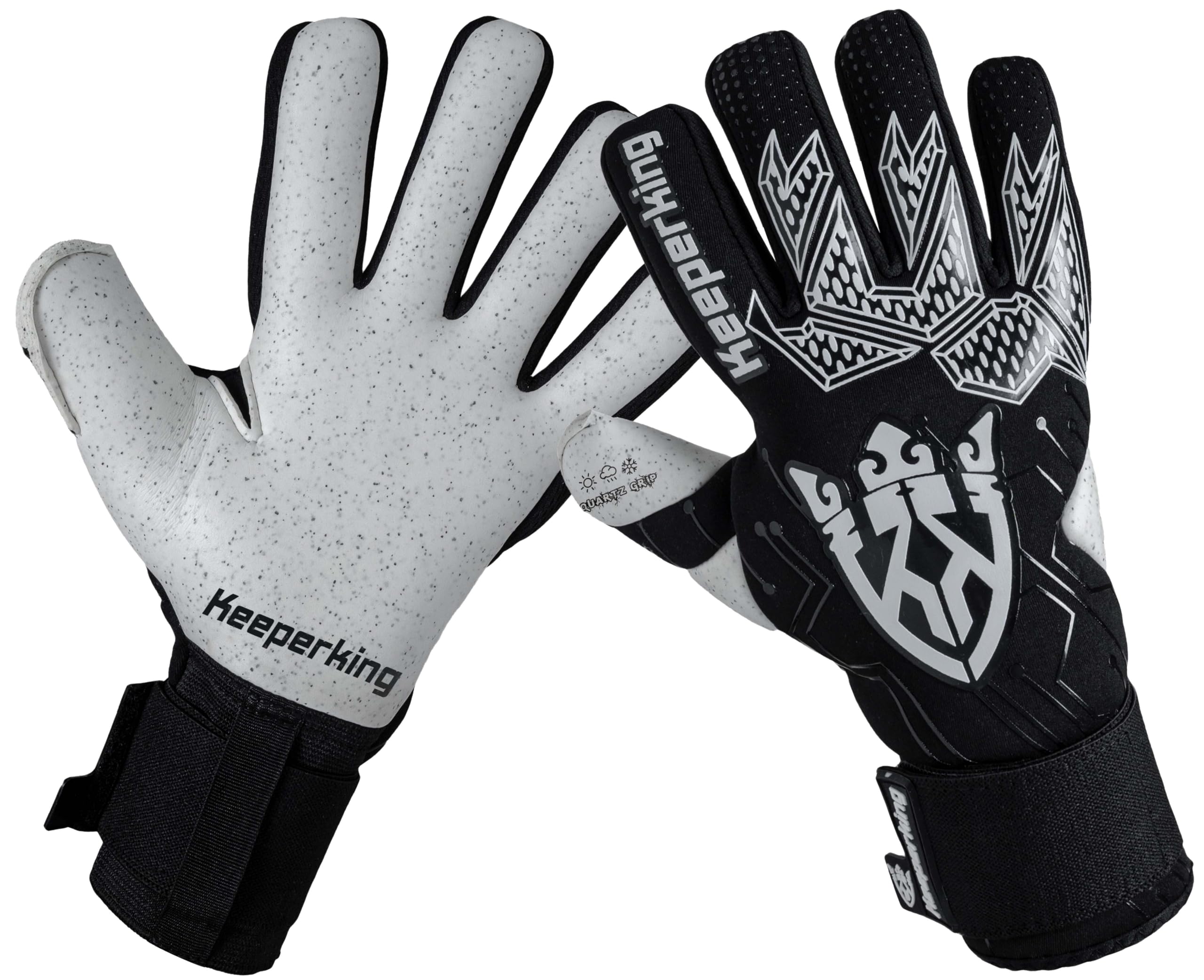 Keeperking Guantes Profesionales de Portero de fútbol para niños, jóvenes, Adultos, Hombres, Guantes de Portero de fútbol, protección de Palma de látex Giga de 4 mm, muñeca elástica Doble con Corte