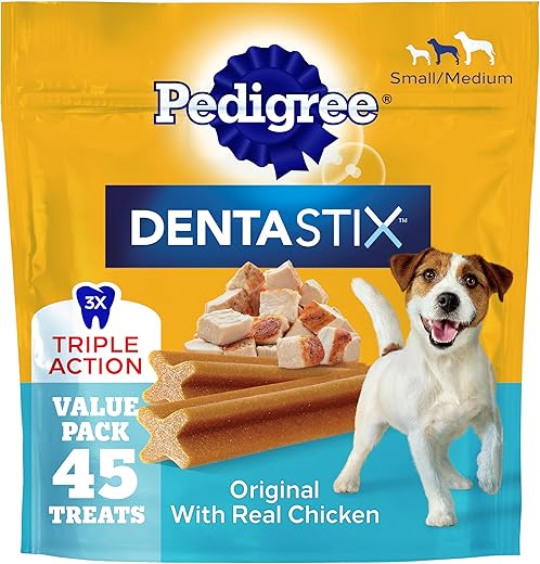 PEDIGREE DENTASTIX Small/Medium Dog Dental Treats Original Flavor Dental Bones, 1.57 lb. Value Pack (45 Treats)