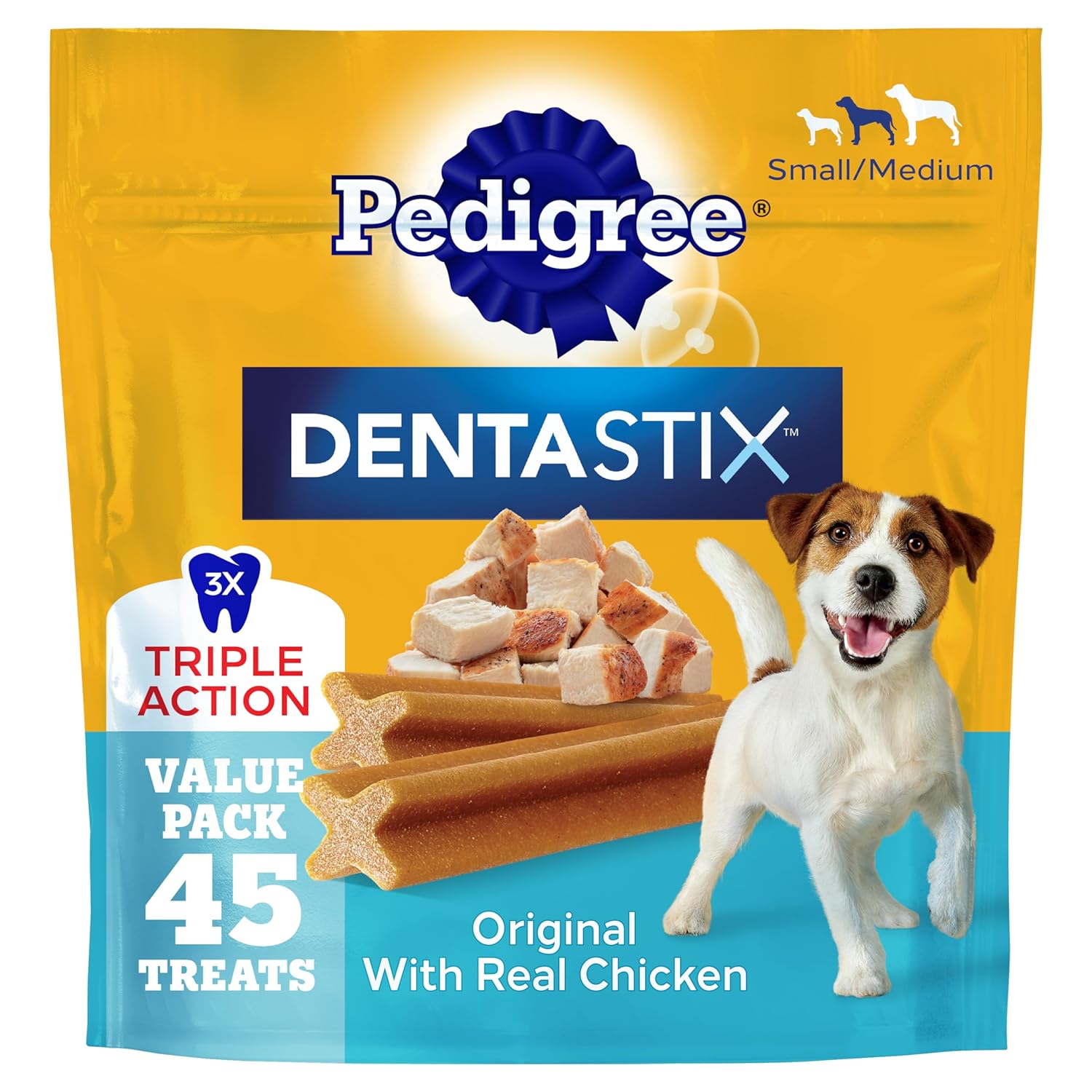 Pedigree Dentastix Small Medium Breed Dog Treats Original with Real Chicken Dog Dental Treats 21 1 oz Bag