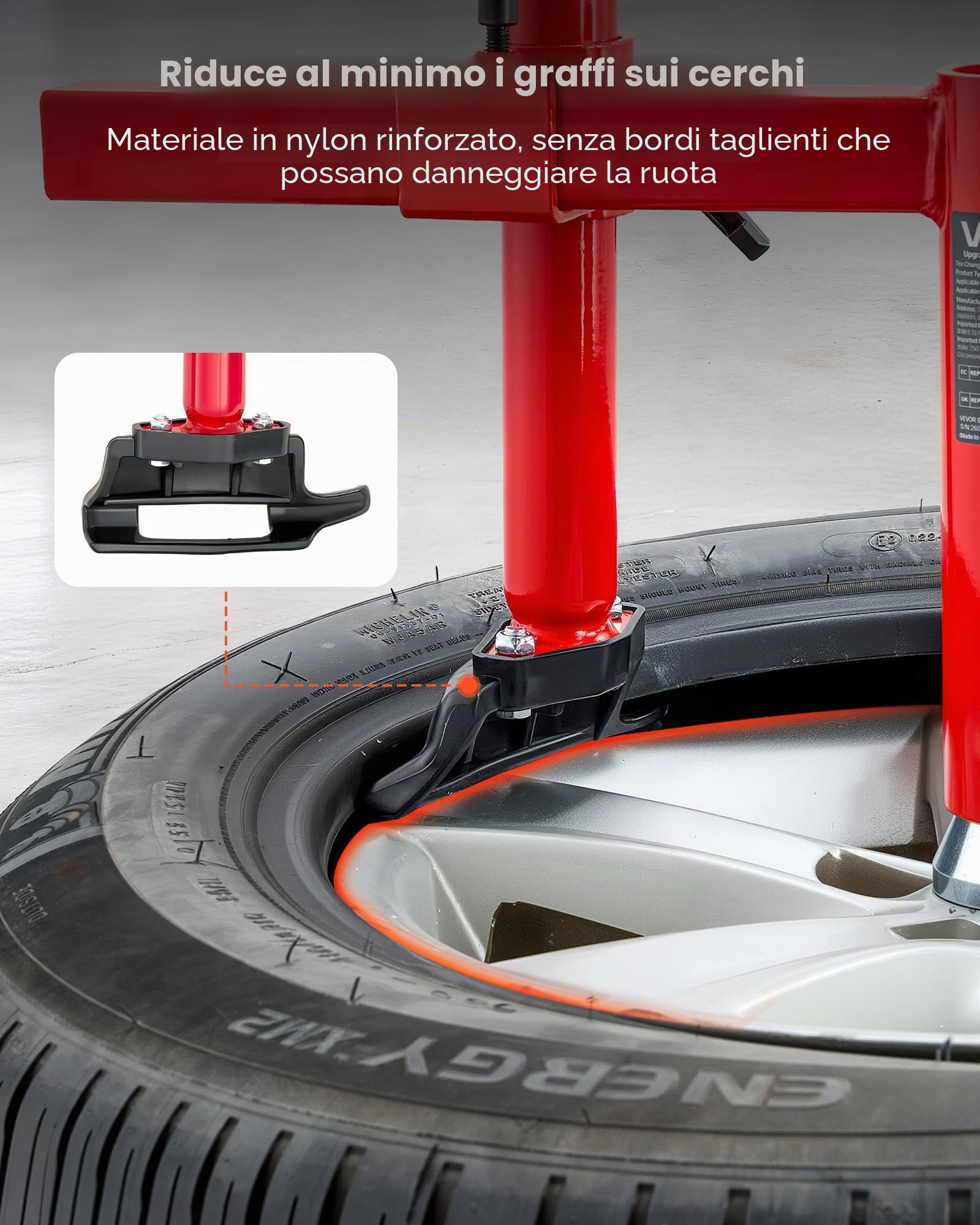 VEVOR Kit Smontagomme con Testa D'Anatra Cono Argentato Kit per Montaggio Smontaggio per Pneumatici 406-533 mm, Strumenti per Riparazioni Pneumatici per Auto SUV Camion da Officina Garage