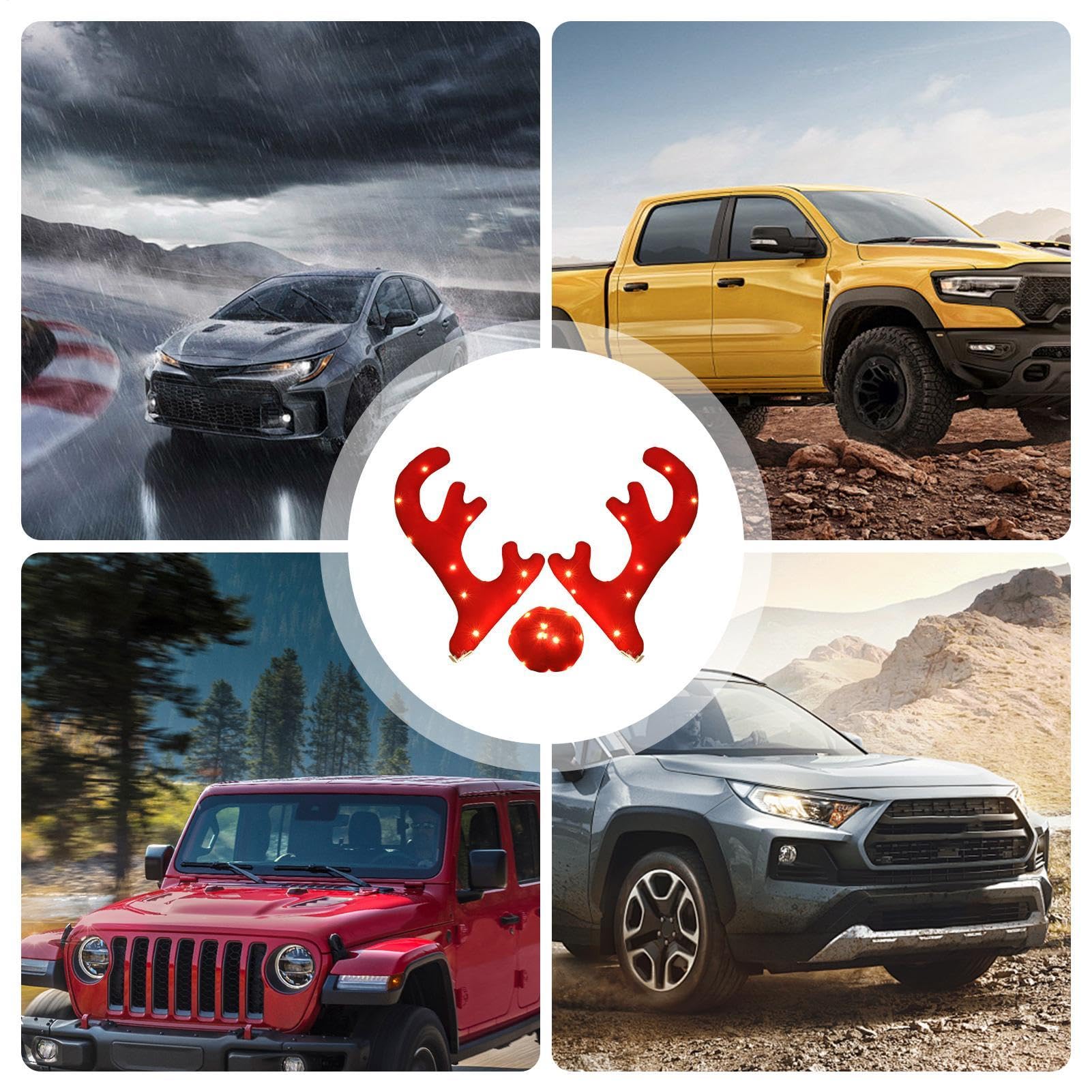 Kit Cornes de Renne pour Voiture Jolies décorations Lumineuses de Noël pour
