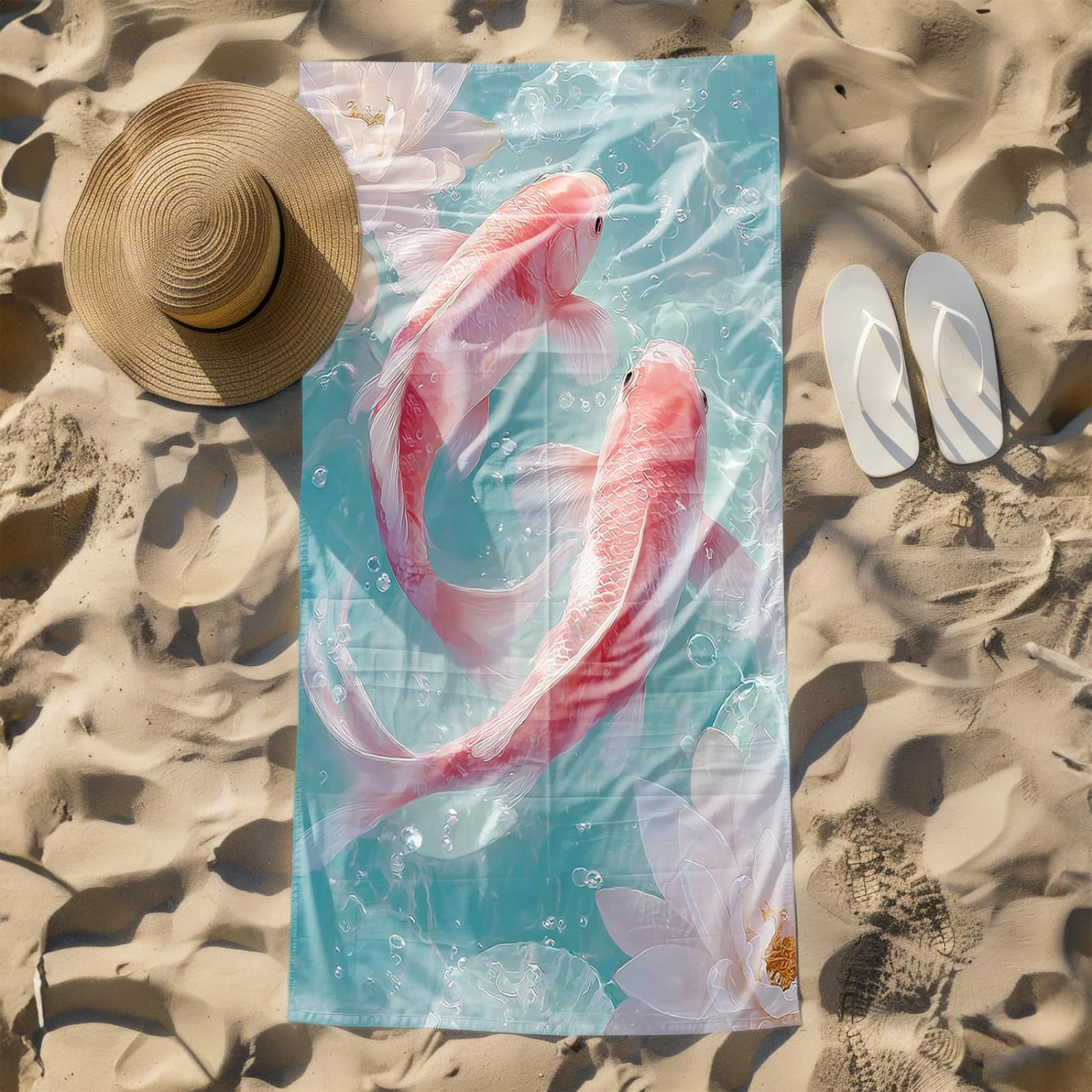 Générique Serviette Microfibre Plage Poisson Rose