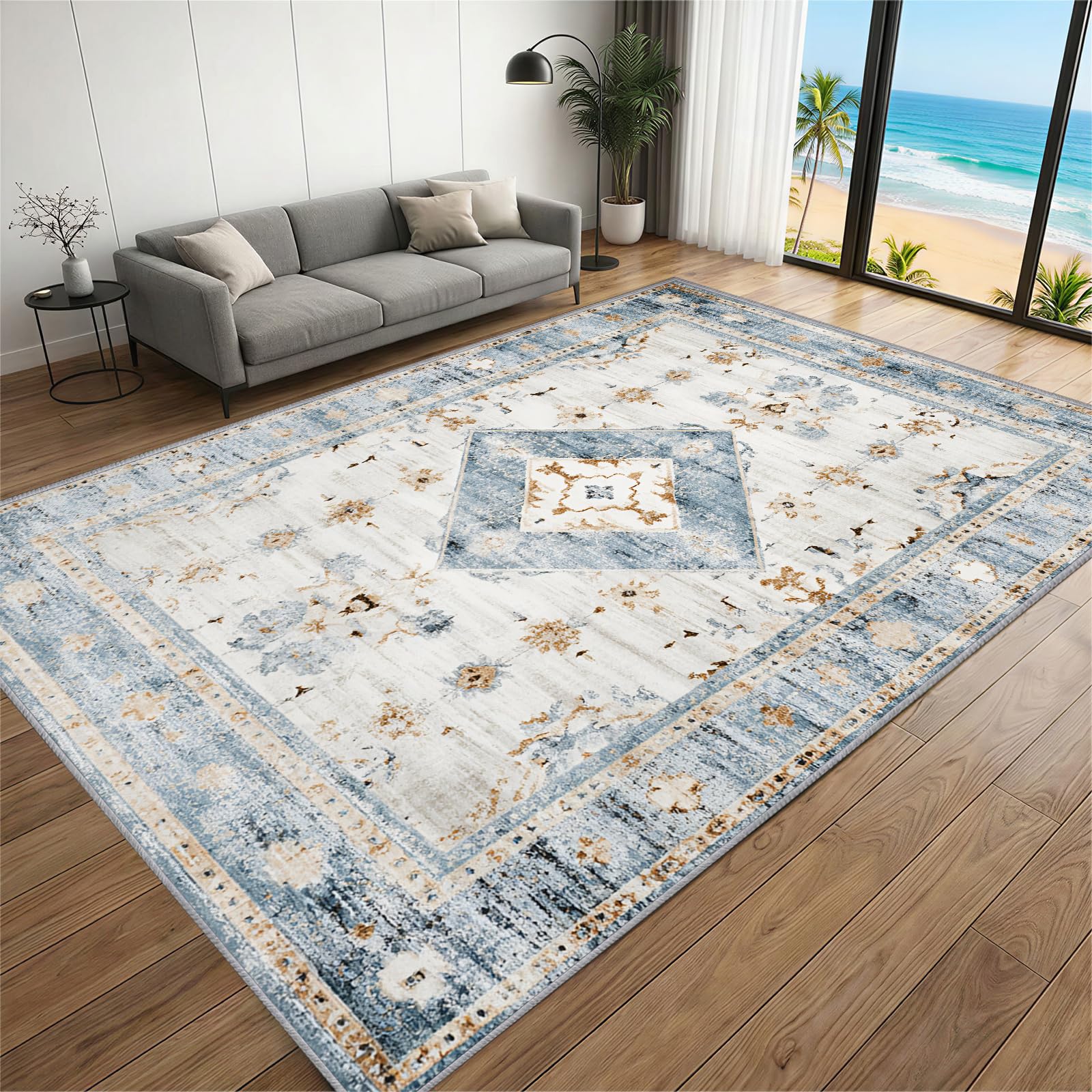 BEQUTIY Bohemian Style Carpet 210 x 305 cm, Native American Indian Area Rugs, Retro Print Rugs Outdoor Patio Machine Washable Non Slip Rug, Kitchen Bedroom Living Room โ image 1