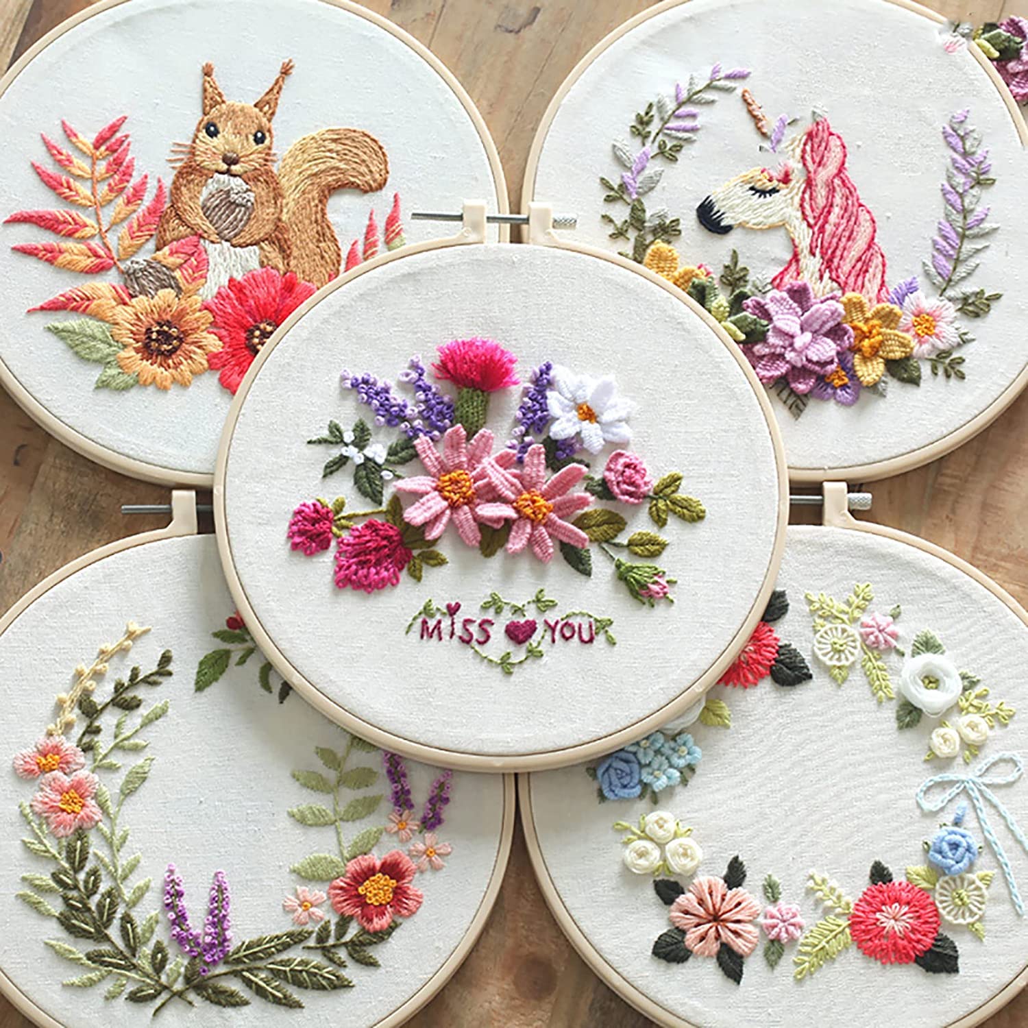 Amazon | 刺繍キット 初心者 セット 花 刺しゅうキット 動物 3点セット