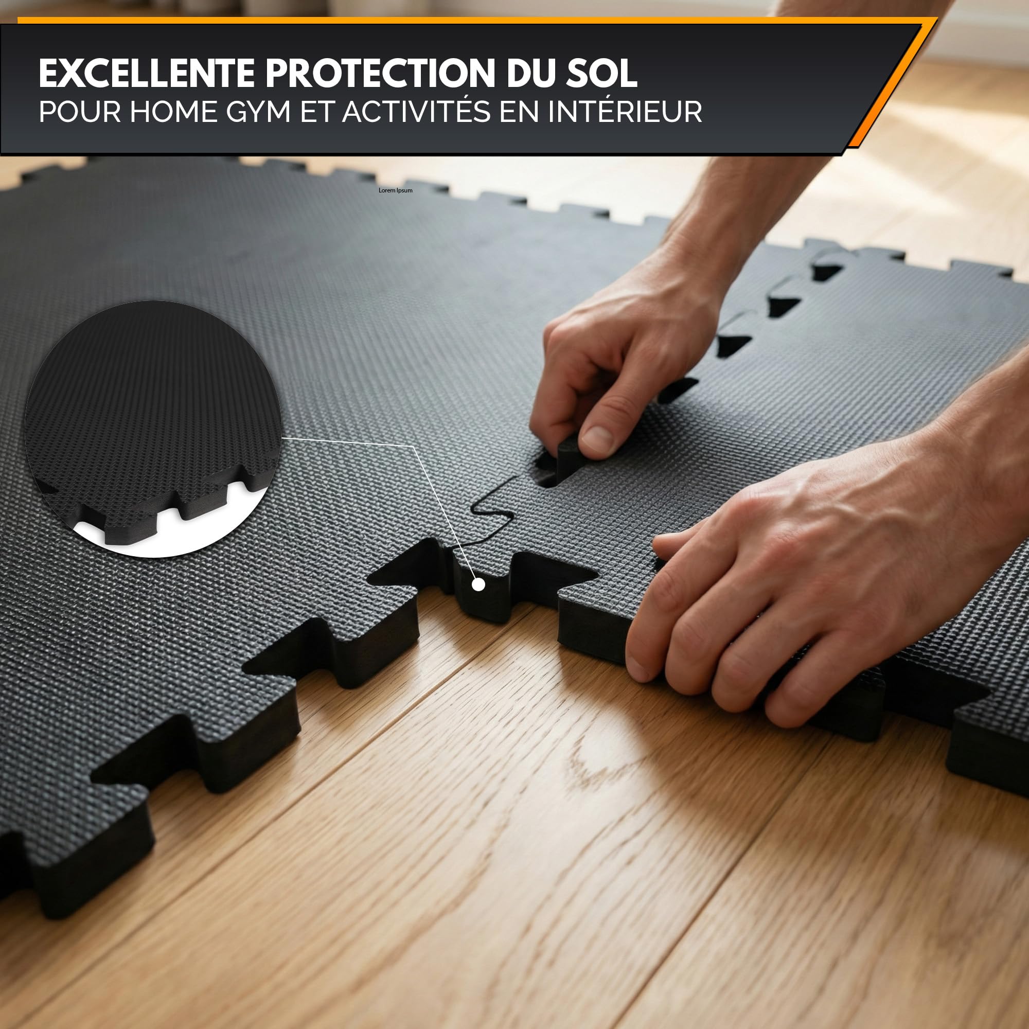 GORNATION Tapis Salle de Sport, Sol Salle de Sport Antidérapant, Emboitable, Amortissant. Idéal pour Home Gym, Fitness, Musculation et Protection des Sols, Matériau EVA