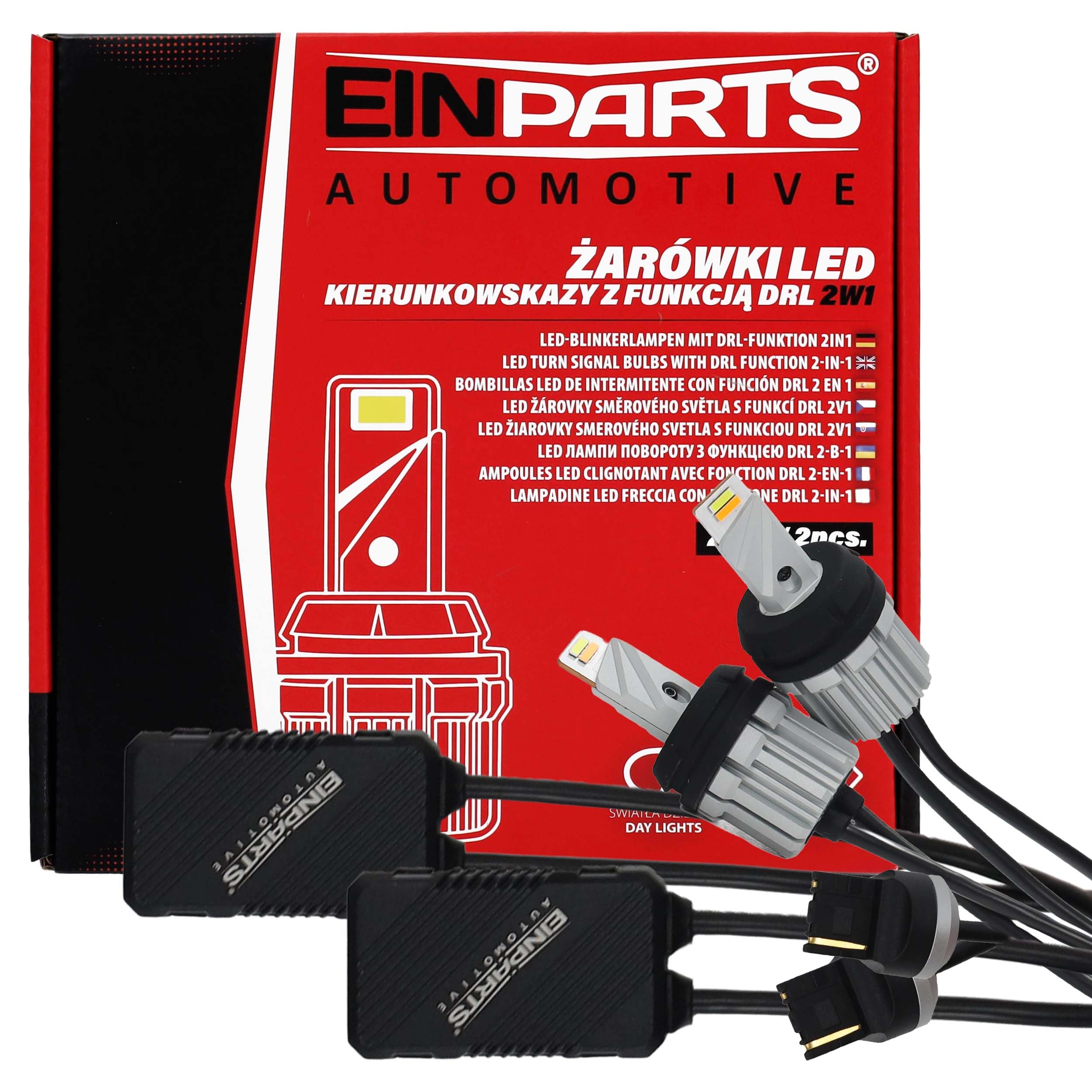 EinParts EPL335C Żarówki LED W21W 2w1 DRL + Kierunkowskaz 3000lm