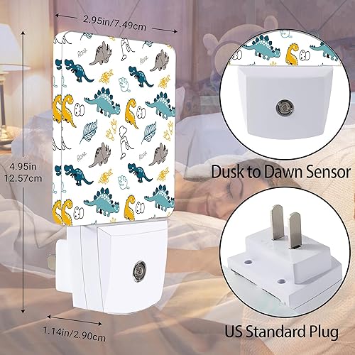 Miniatura 2 de Jopowide Luz nocturna de dinosaurio, divertidas luces nocturnas de dinosaurios enchufables en la decoración de pared para dormitorio, baño, pasillo,