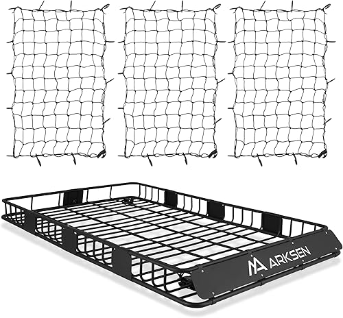 Miniatura 8 de ARKSEN - Cesta de carga perfecta para techo ancho, 84 x 50 x 6 pulgadas, 150 lb Portaequipaje resistente para techo de vehículo capacidad de SUV