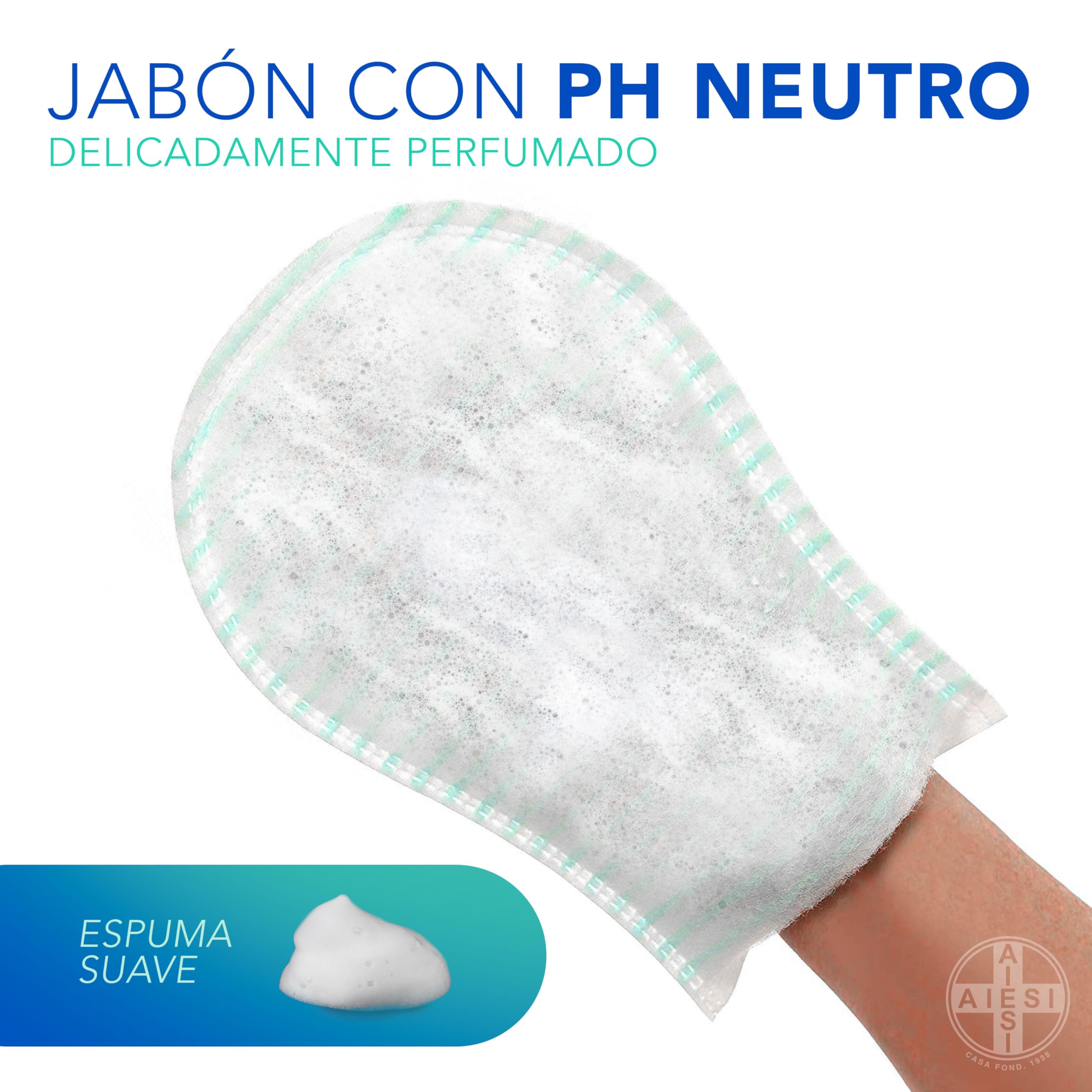 AIESI® Manoplas Jabonosas desechables impermeable con esponja suave (Paquete de 20 piezas), Delicadamente perfumado, Sin enjuague