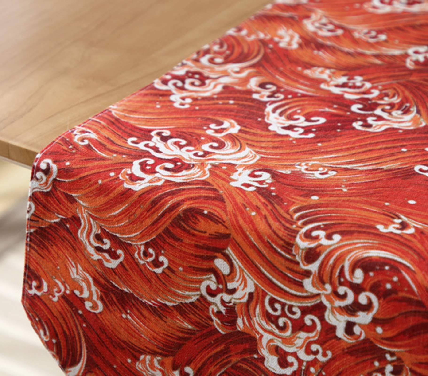 Tischdeko Läufer, rot Tischdecken Günstig Ozean Wellen Tischläufer Cotton 33x240CM