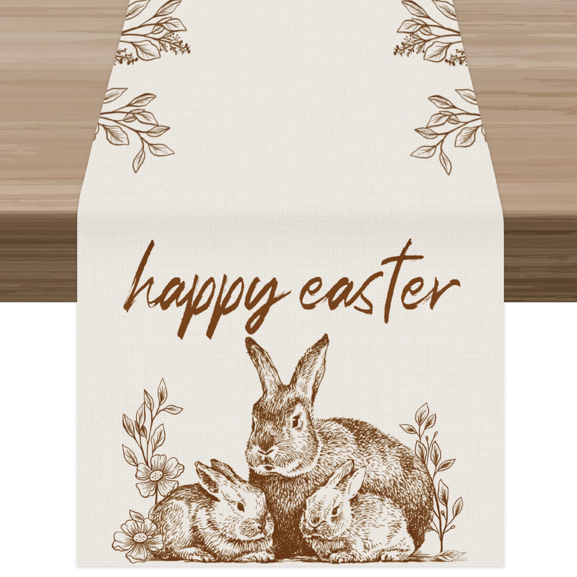 Celepaty Vintage Happy Easter Table Runner, Rustic Farmhouse Easter Table Runner 72 Inches Long, Easter Holiday Home Kitchen Dinning Table Runner Decor