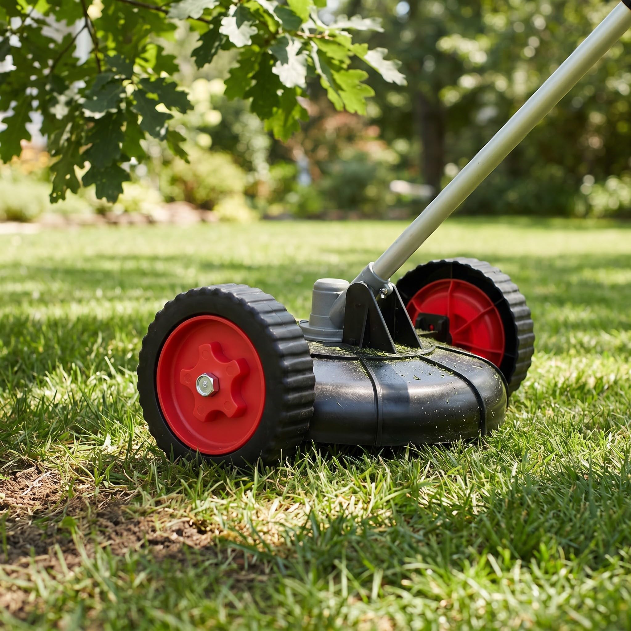 Lurrose 2 Ruedas auxiliares para cortacésped: Ruedas de Soporte extraíbles para desbrozadora, Accesorio Ajustable para desbrozadora para terrenos Inclinados y césped Irregular.