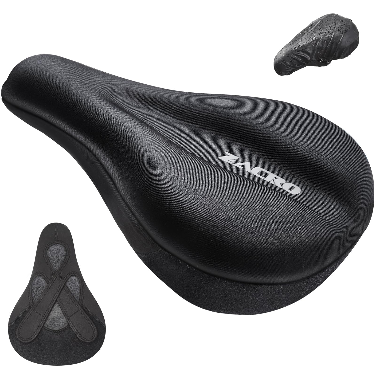 Zacro Bike Seat Cushion - Gel Padded Bike Seat Cover for Men & Women Comfort, Adjustable Velco Secure Bicycle Cushion Saddle, Fit with Peloton Bicycle