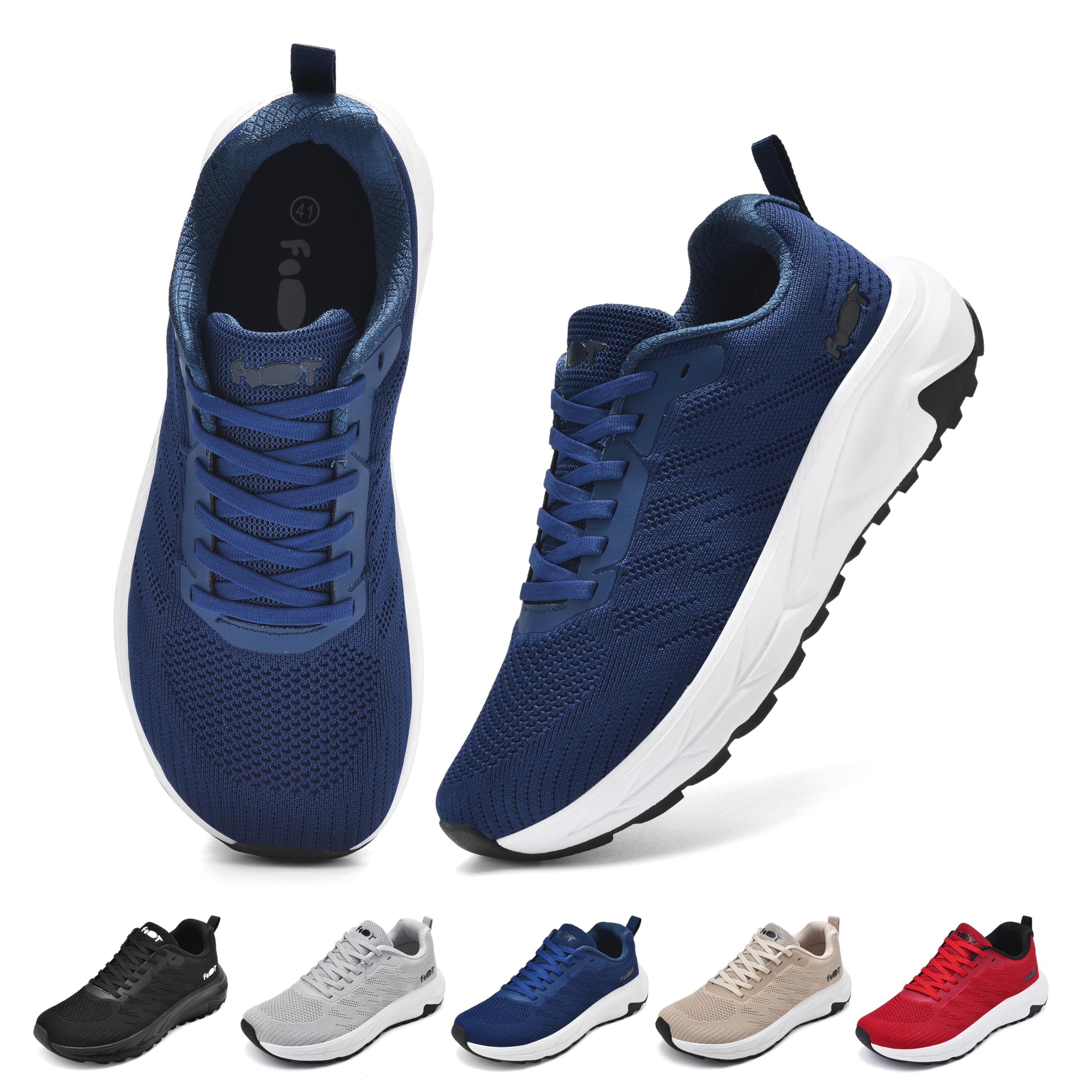 Wizshoe Laufschuhe Damen Herren Breite Zehenbox Gedämpft Atmungsaktiv 37-47 | Dicke EVA-Dämpfung und atmungsaktives Mesh für maximalen Komfort beim Laufen oder im Alltag