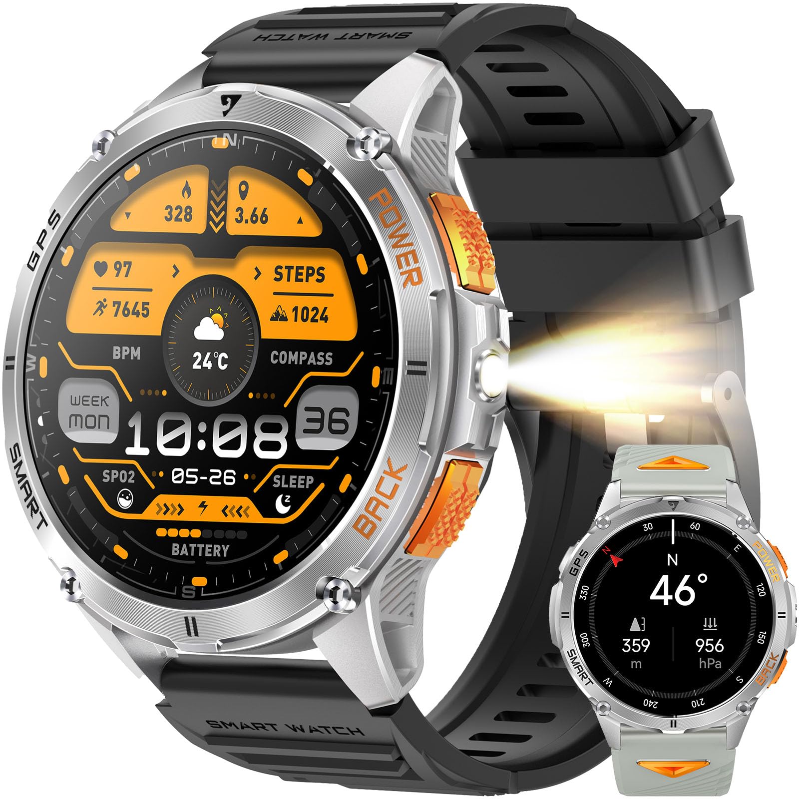 Amazon.com: KPEP GPS Military Smart Watches for Men with 2 Straps