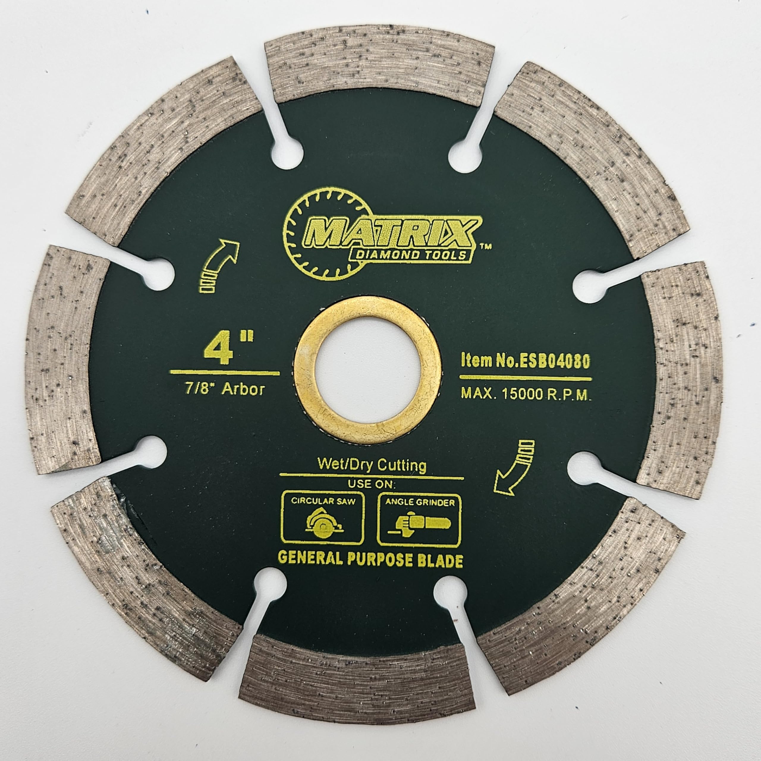 4" Econo Multi-Purpose Saw Blade, Segmented Blade for Angle Grinder or Circular Saw, Wet/Dry Cutting for Brick, Block, Tile, Roof Tile, Stone,