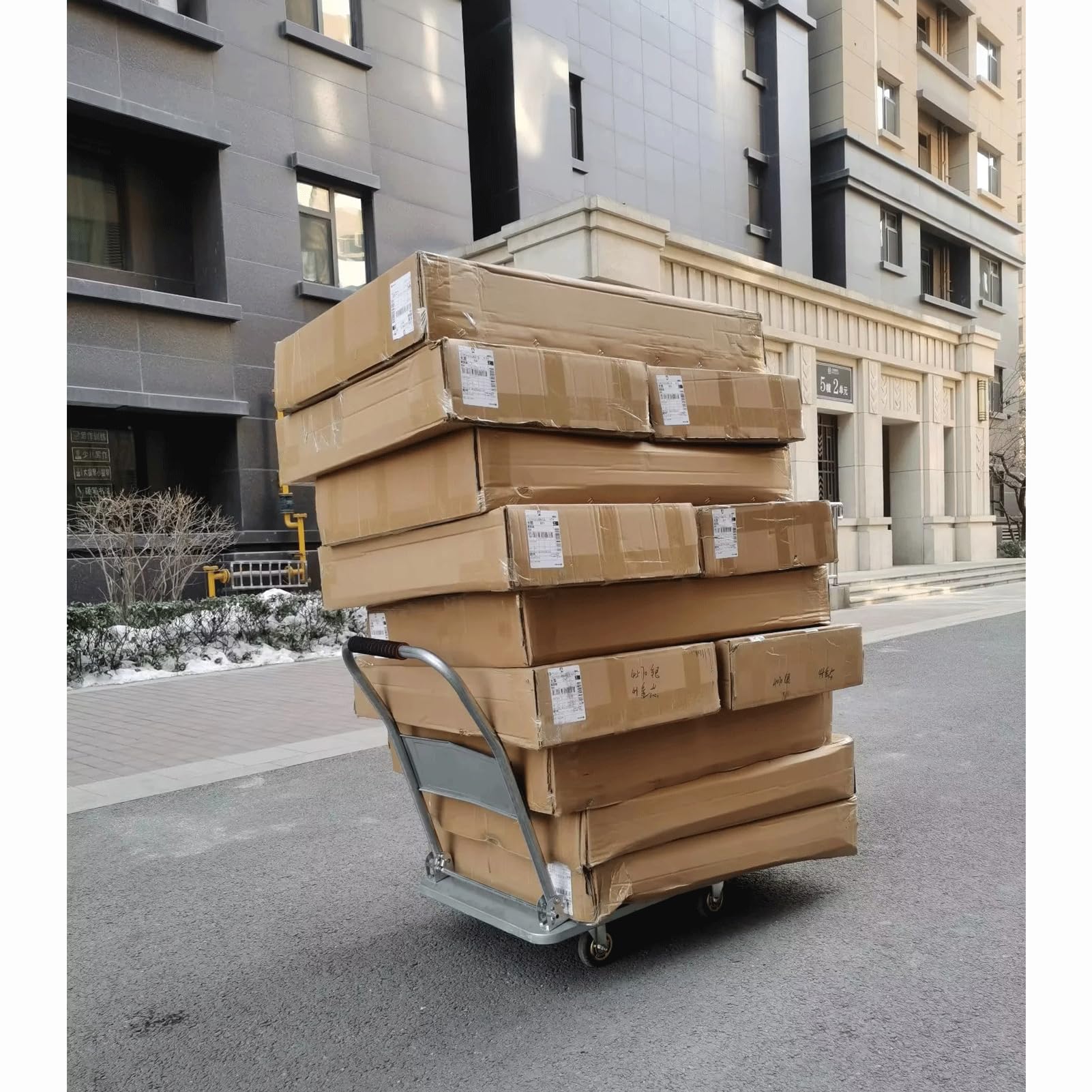 Pieghevole Carrello con Piattaforma,per Carichi Pesanti Carrello in Acciaio Carrelli Manuali Pesanti della Piattaforma Industriale con Ruote Rotanti A 360°,Magazzino Garage(Size:90x60cm)